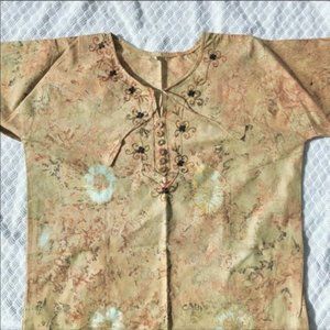 New handmade tie dye boho hippie India top beige